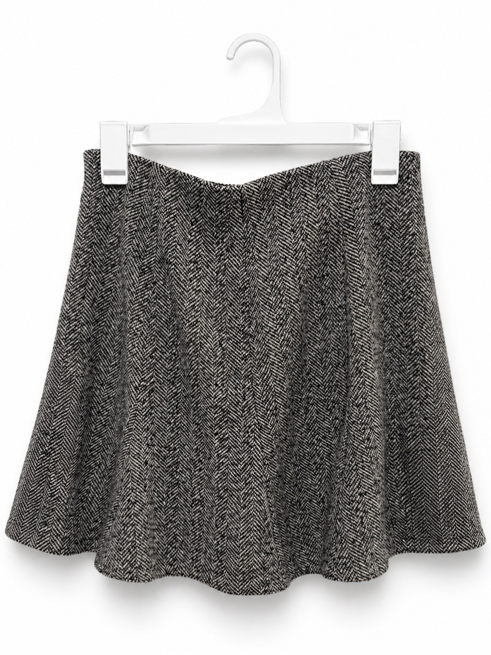 H&M Black & White Herringbone Skater Skirt